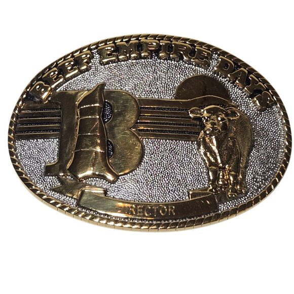 Beef Empire Days Belt Buckle 1983 Director 24k Gold Plated Garden City Kansas - Picture 13 of 16